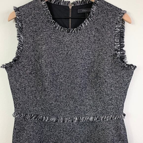 BCBGMAXAZRIA Ruffle Zip Up Marbled Fringe Black Vest Top Shirt – Large - Picture 8 of 15